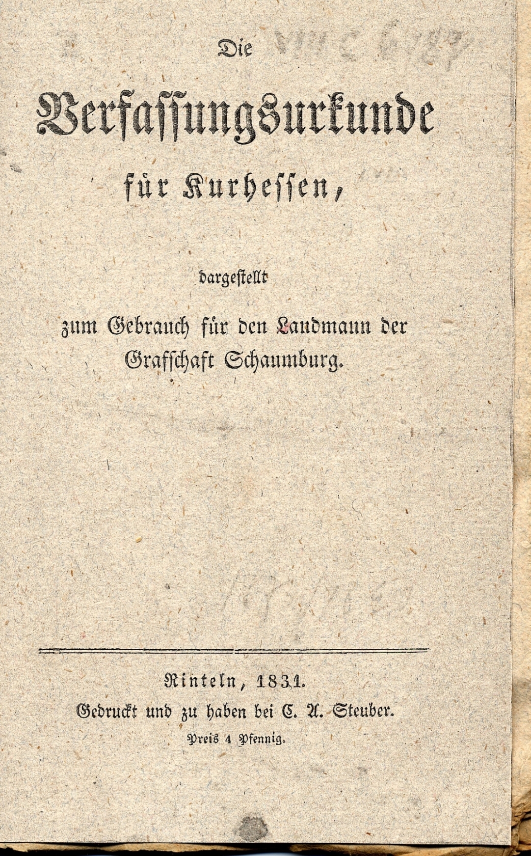 Diverse Publikationen der kurhessischen Landesverfassung, 1831