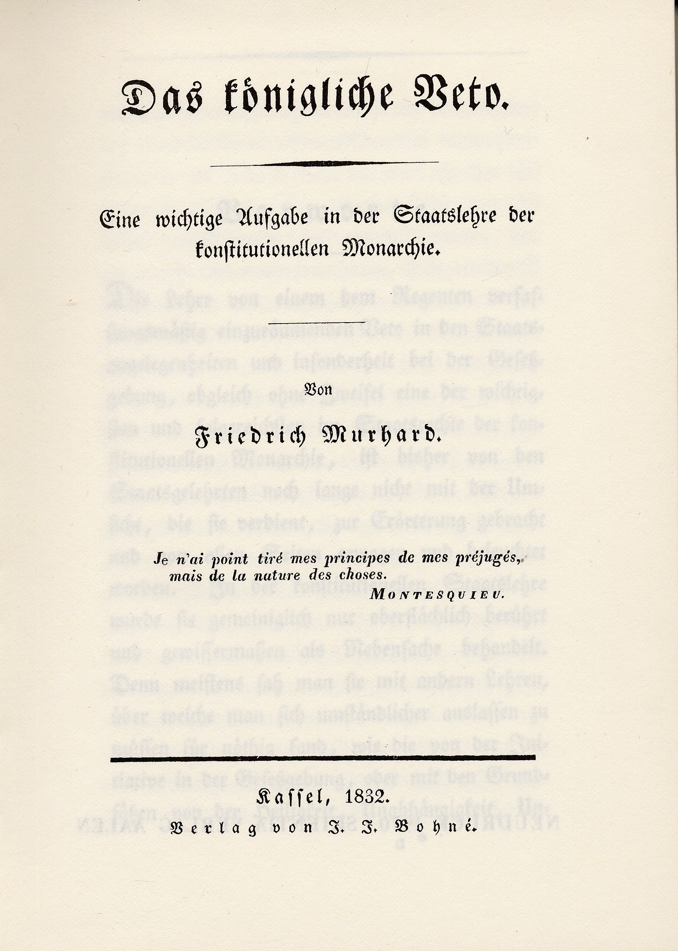 Das königliche Veto, 1832