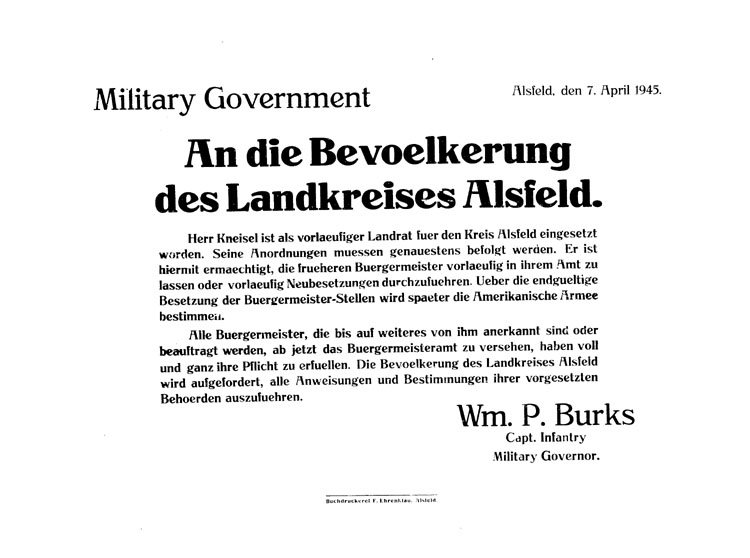 Einsetzung des Landrats von Alsfeld durch die Militärregierung