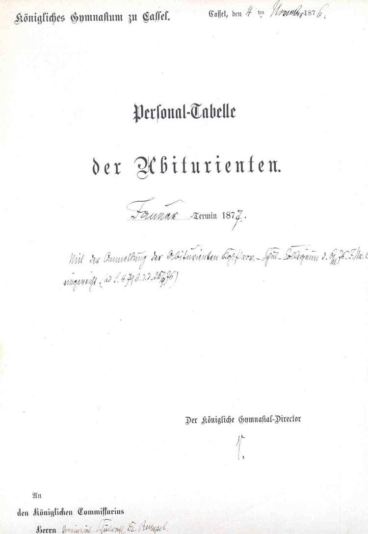 Personal-Tabellen der Abiturienten