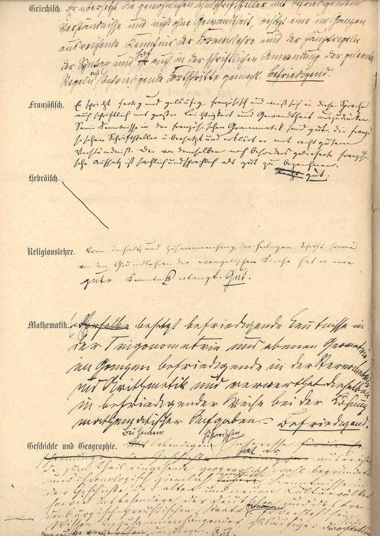 Reife-Zeugnis des Prinz Wilhelm, dem späteren Kaiser Wilhelm II.,  24.1.1877