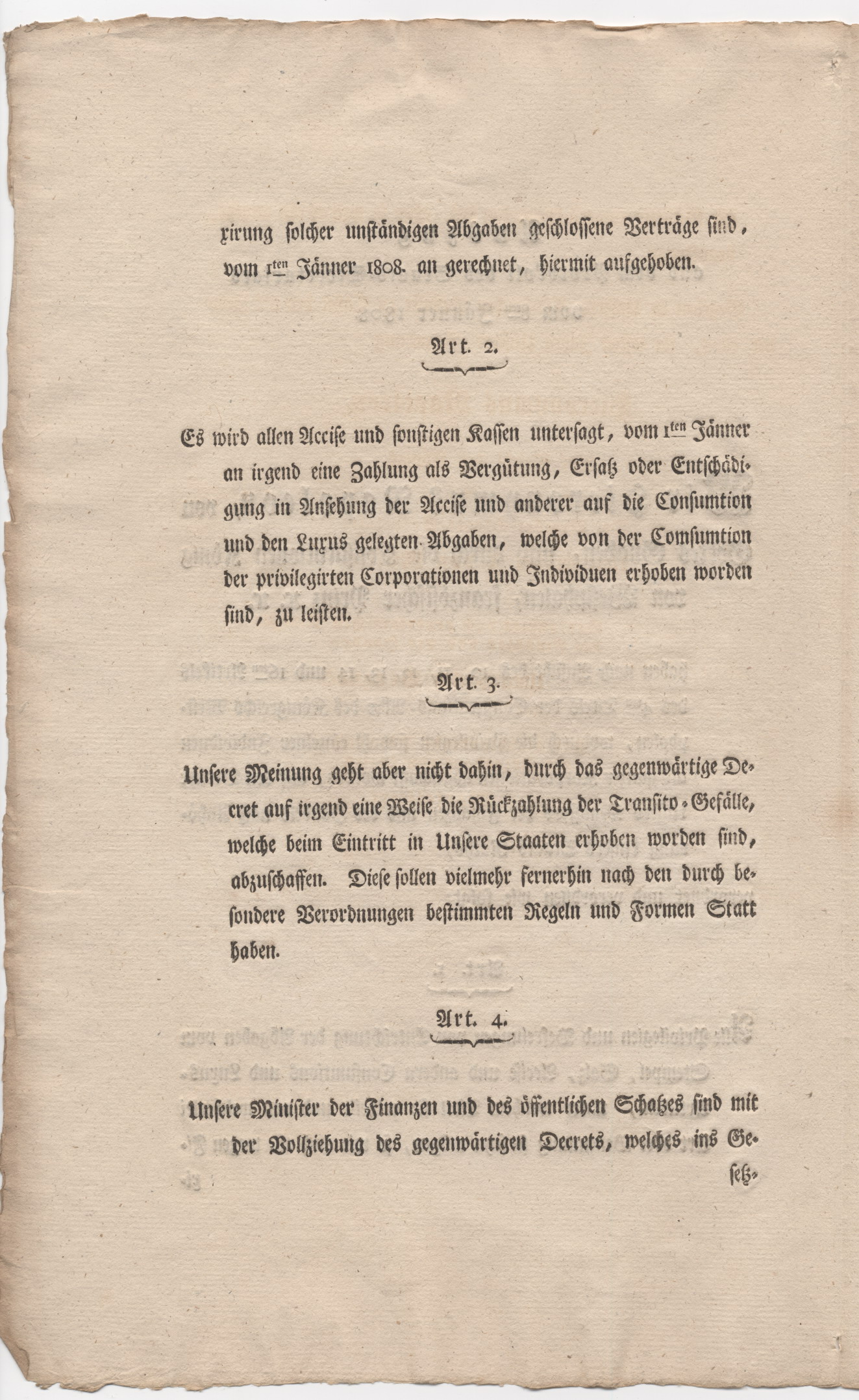 Ausschreiben der hessichen Oberrentkammer bezüglich des Dekrets über die Aufhebung aller Privilegien, 15. Januar 1808.