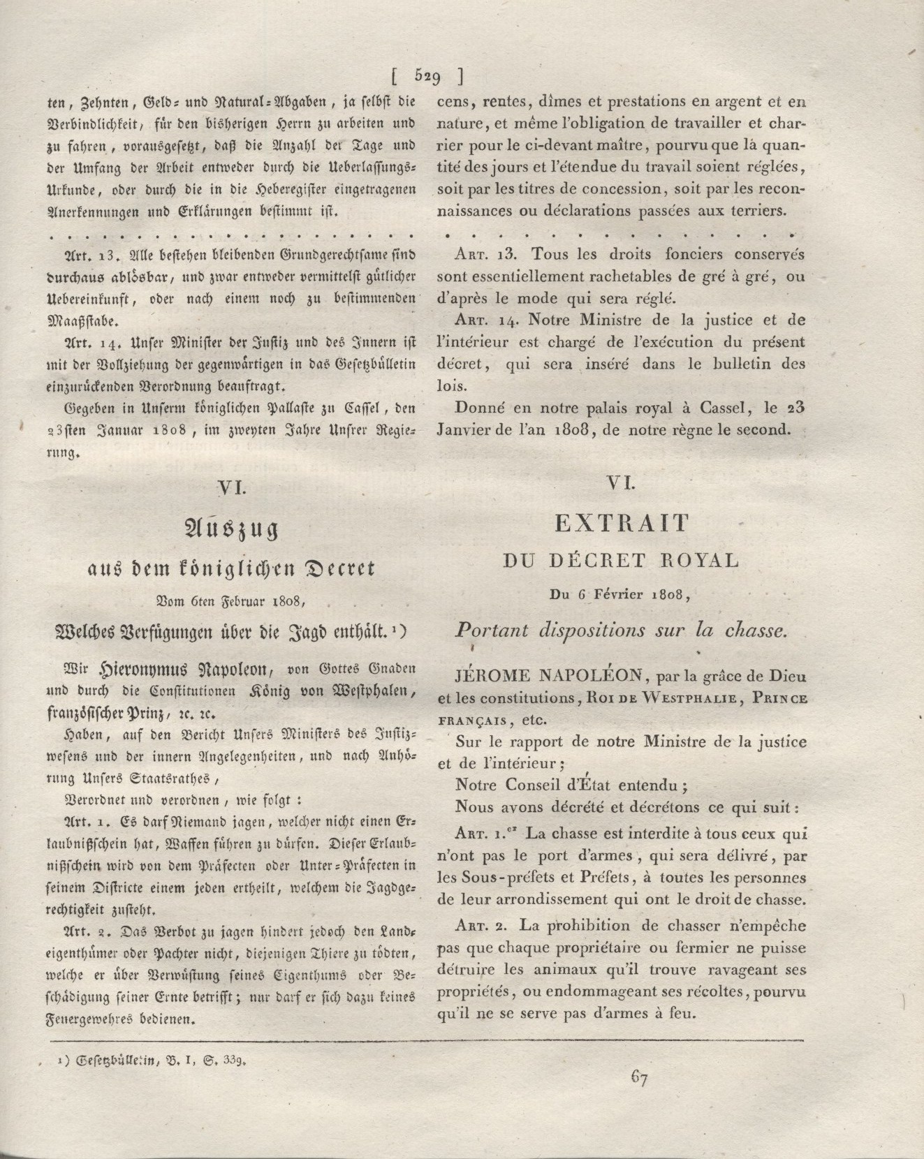 1. Auszug :  Titel, Vorwort, Einleitung, Anhänge und Inhaltsverzeichnis aus der offiziellen zweisprachige Ausgabe des Code Napoléons für das Königreich Westfalen von 1808,