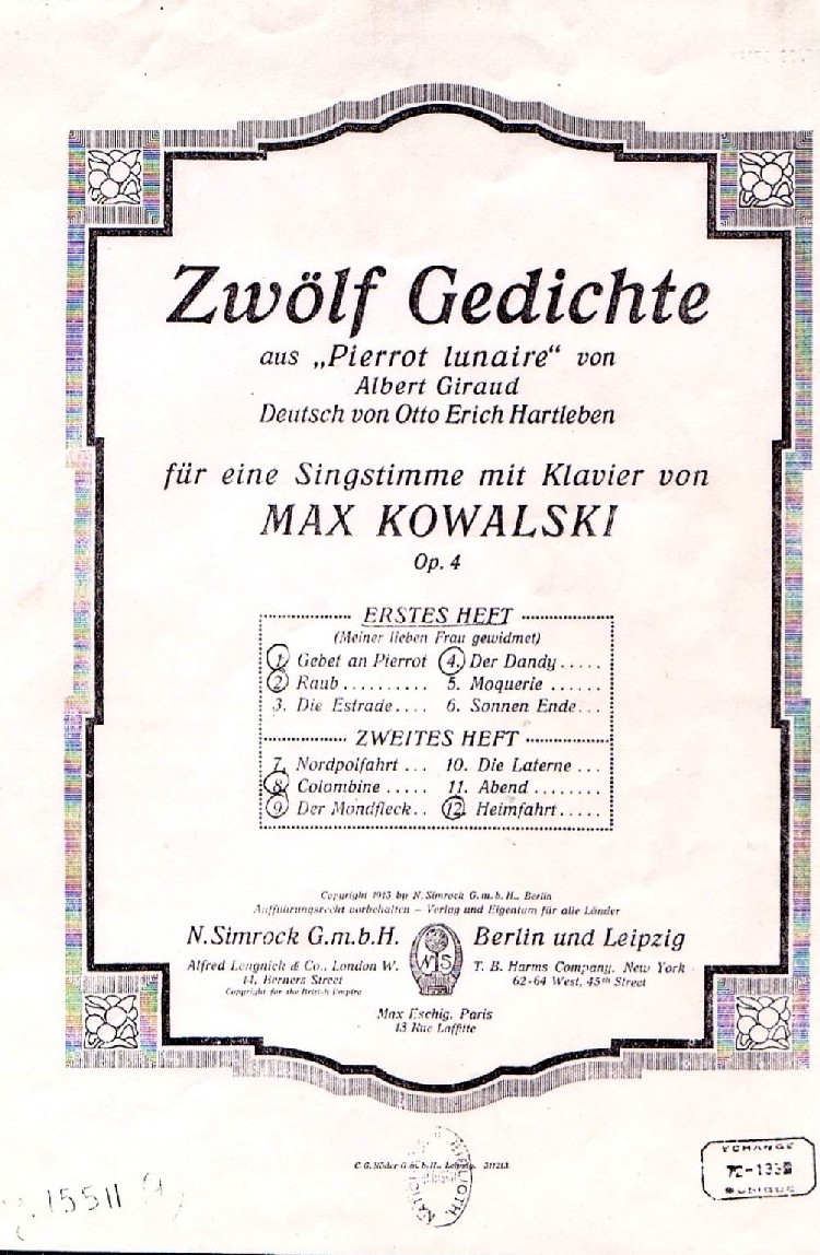 Titelblatt eines Liederhefts