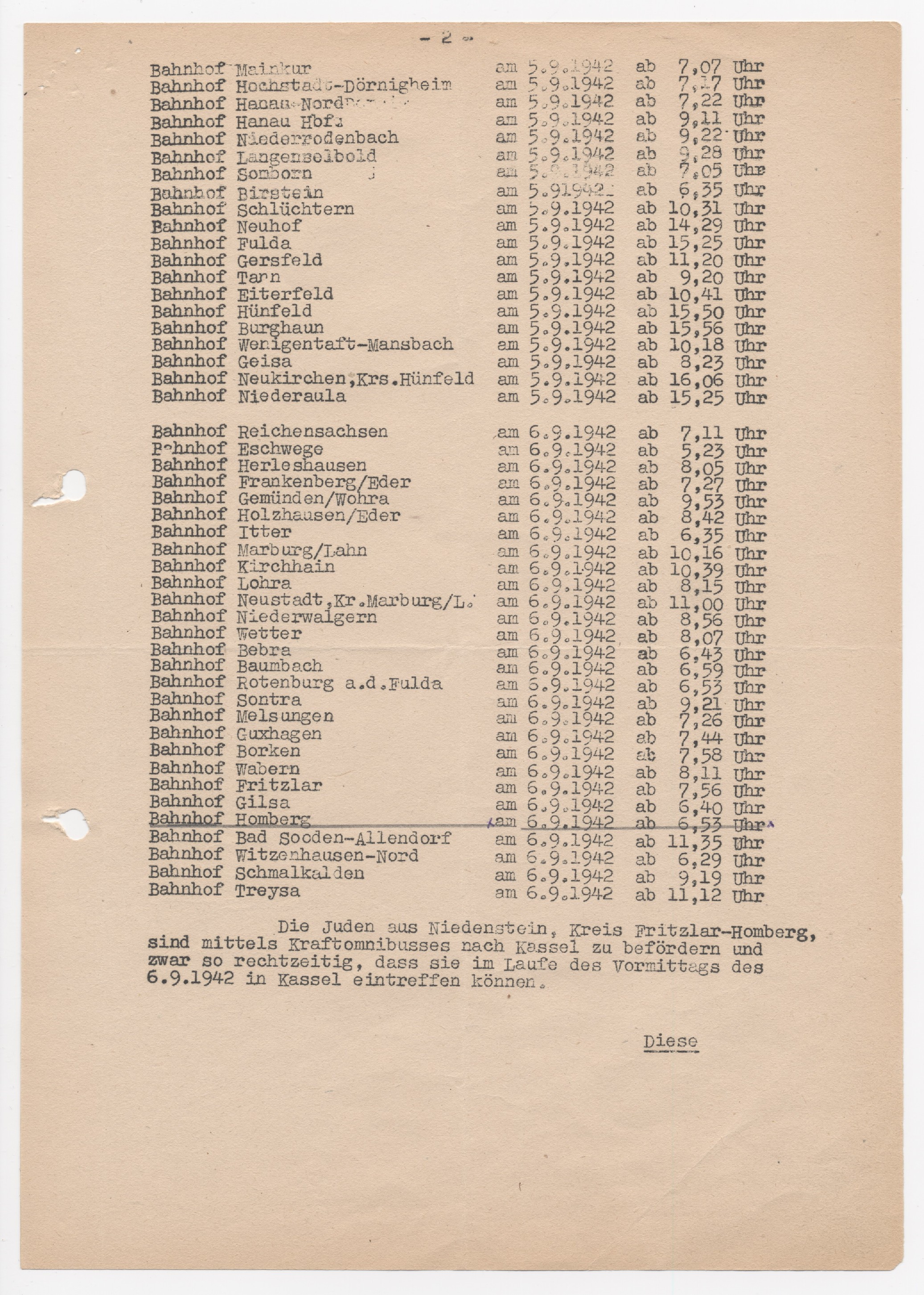Schreiben des Marburger Landrates an den Marburger Bürgermeister, betreffend der letzten Judenevakuierung, Marburg 28.08.1942