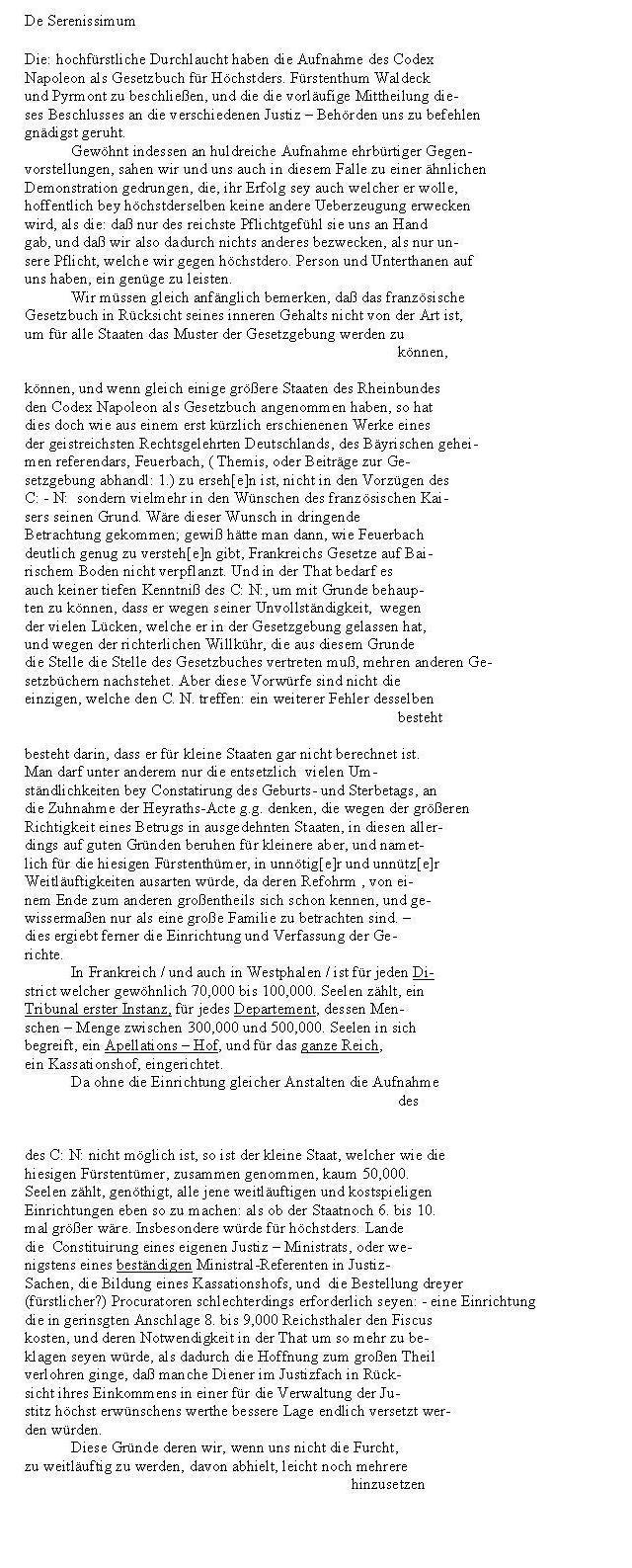 Brieflich geäußerte Bedenken bezüglich der Umsetzung des Code Napoléon als Gesetzbuch des Königreichs Westphalen vom Präsidenten und Regierungsräthe Lewor, vom 04. November 1812.