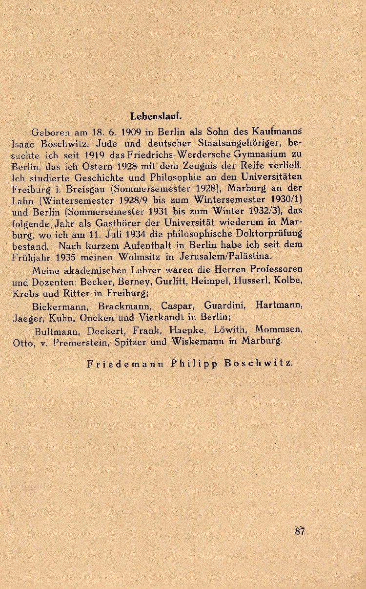 Lebenslauf von Friedemann Philipp Boschwitz (1938)