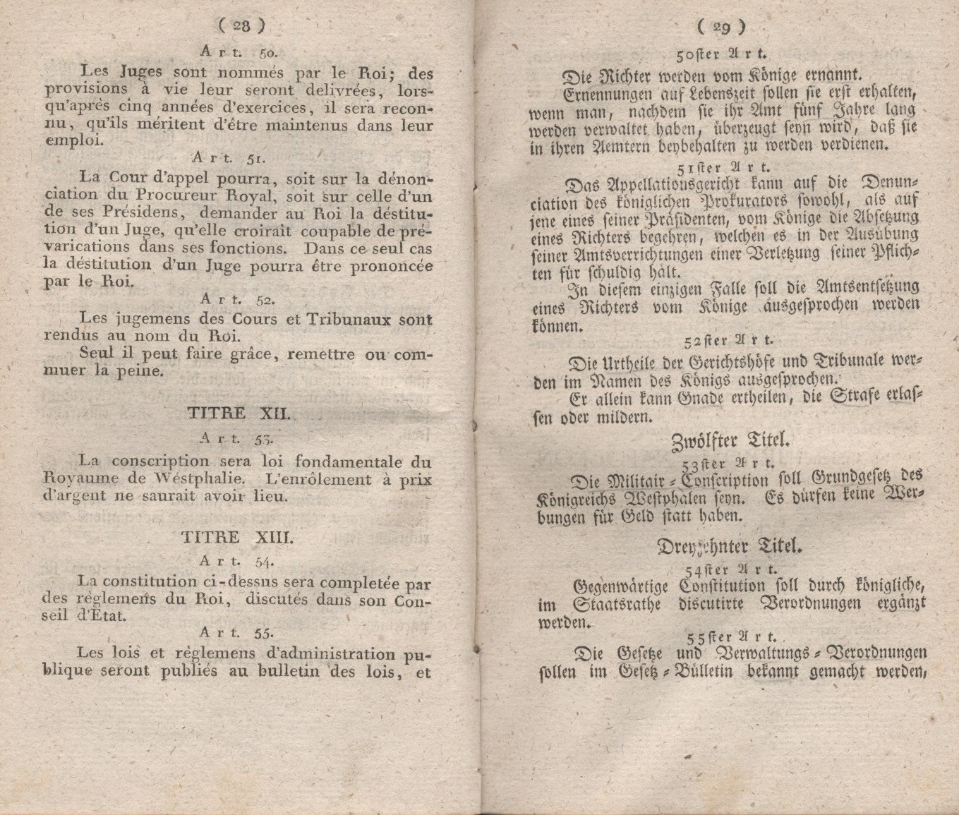 Die Constitution des Königreichs Westphalen, entworfen am 15.November 1807, erlassen  am 7. Dezember 1807.