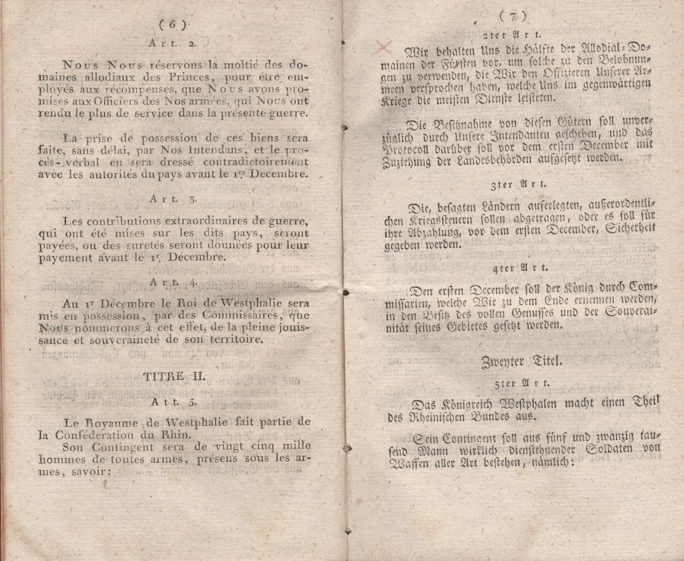 Die Constitution des Königreichs Westphalen, entworfen am 15.November 1807, erlassen  am 7. Dezember 1807.