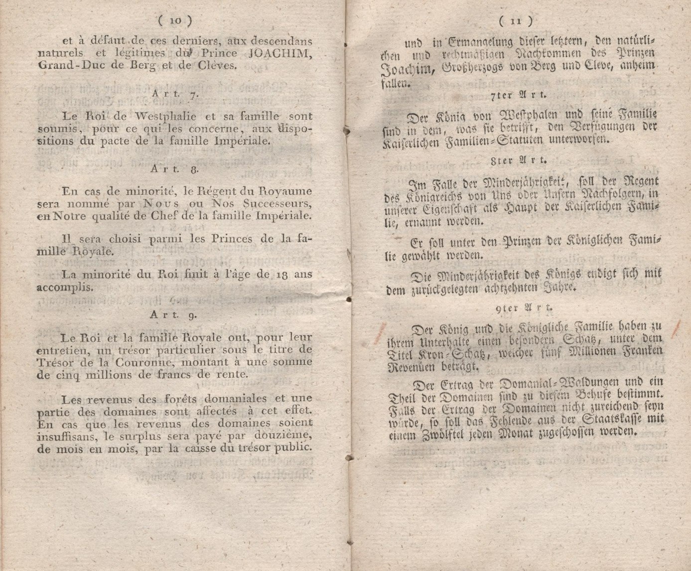Die Constitution des Königreichs Westphalen, entworfen am 15.November 1807, erlassen  am 7. Dezember 1807.