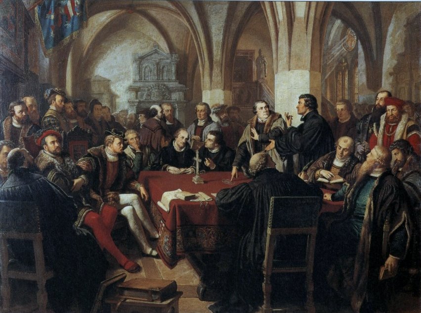Landgraf Philipp von Hessen auf dem Marburger Religionsgespräch, Ölgemälde von August Noack, 1869