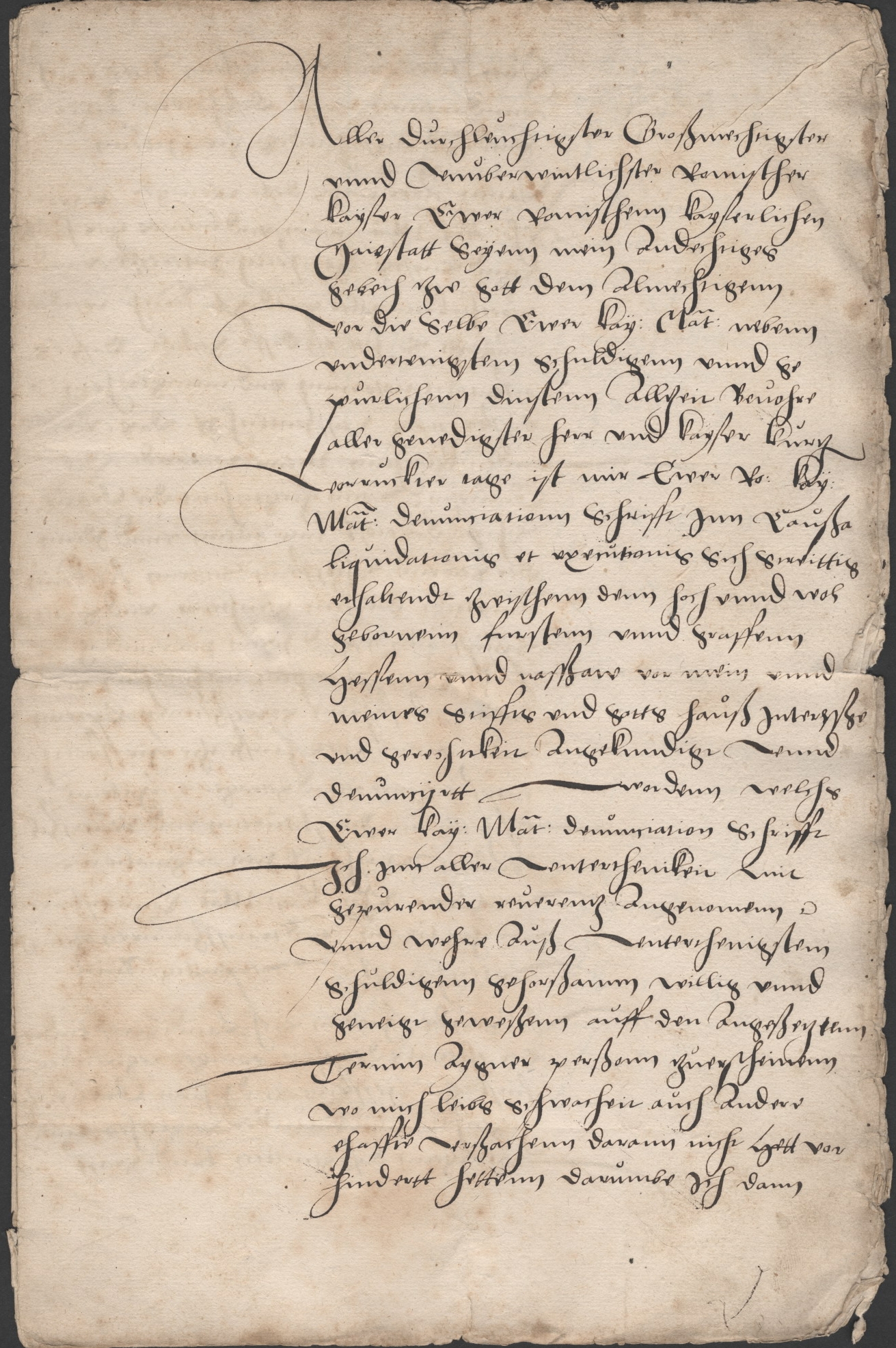Bericht des Abtes Kraft zu Hersfeld an Kaiser Karl V. wegen der Lehnschaft der Grafschaft Ziegenhain,1549