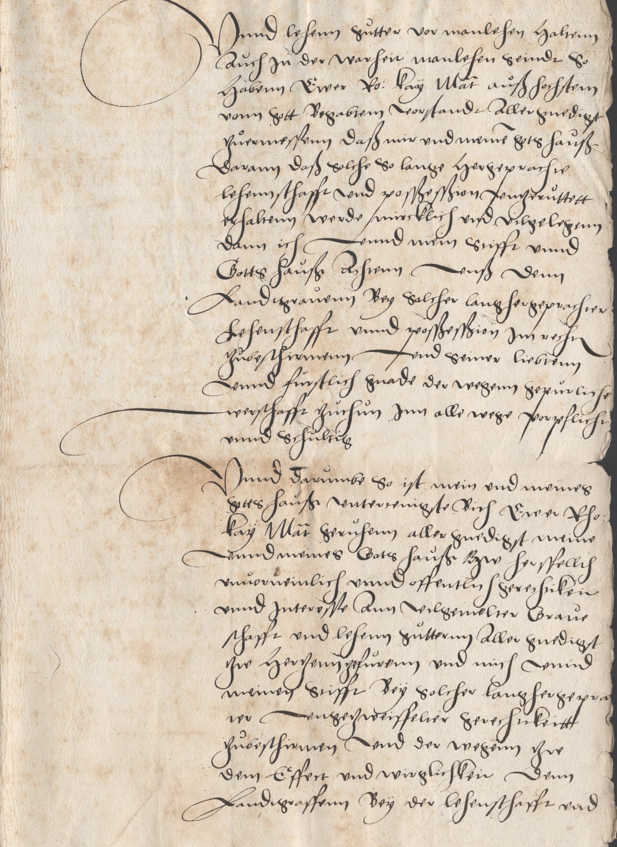 Bericht des Abtes Kraft zu Hersfeld an Kaiser Karl V. wegen der Lehnschaft der Grafschaft Ziegenhain,1549