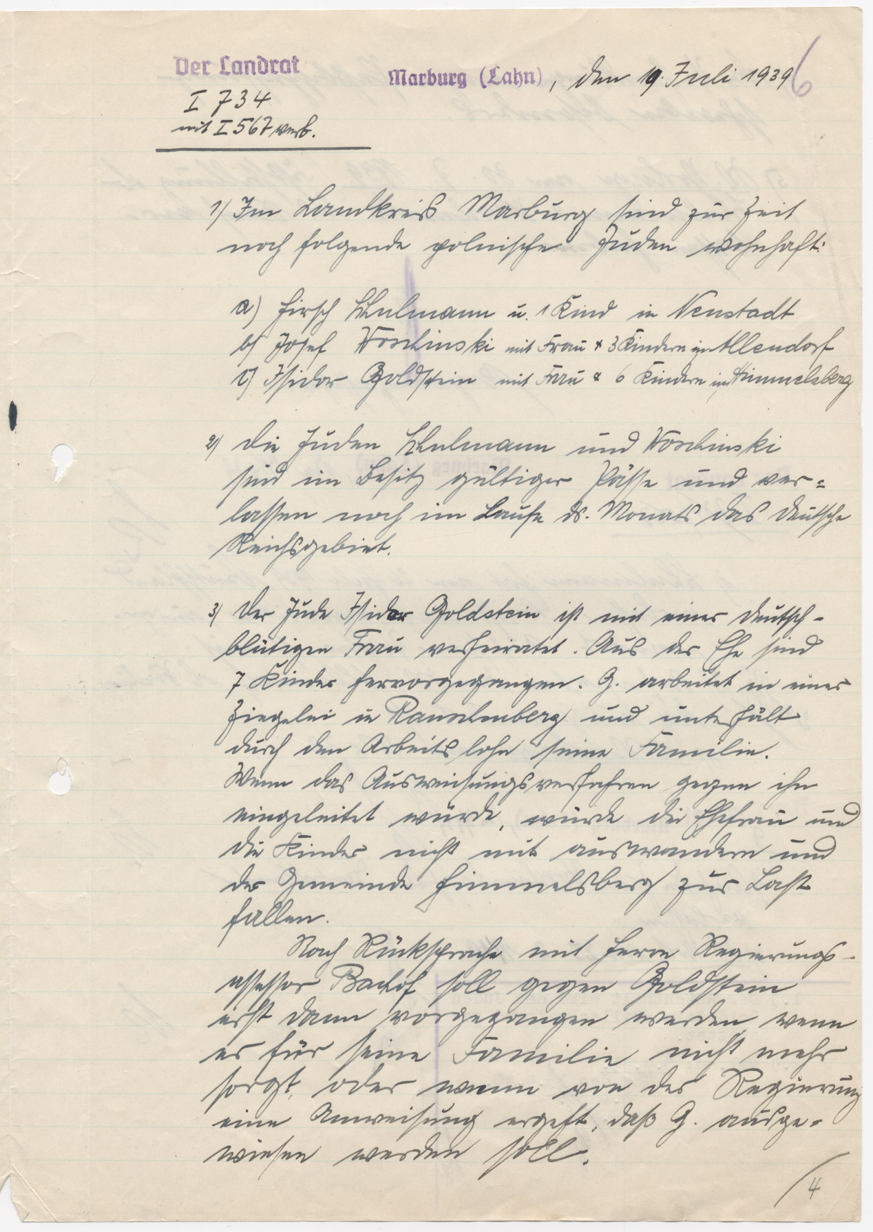Haftbefehl für Juden polnischer Staatsangehörigkeit, Marburg 19.07.1939