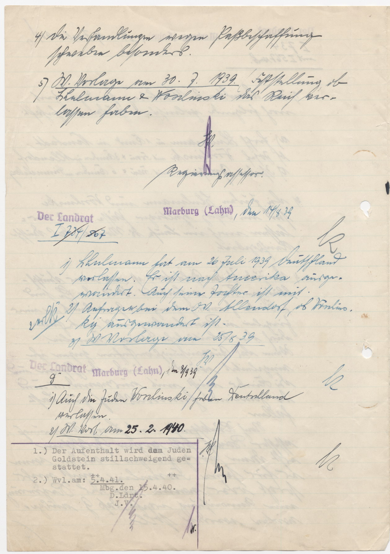 Haftbefehl für Juden polnischer Staatsangehörigkeit, Marburg 19.07.1939