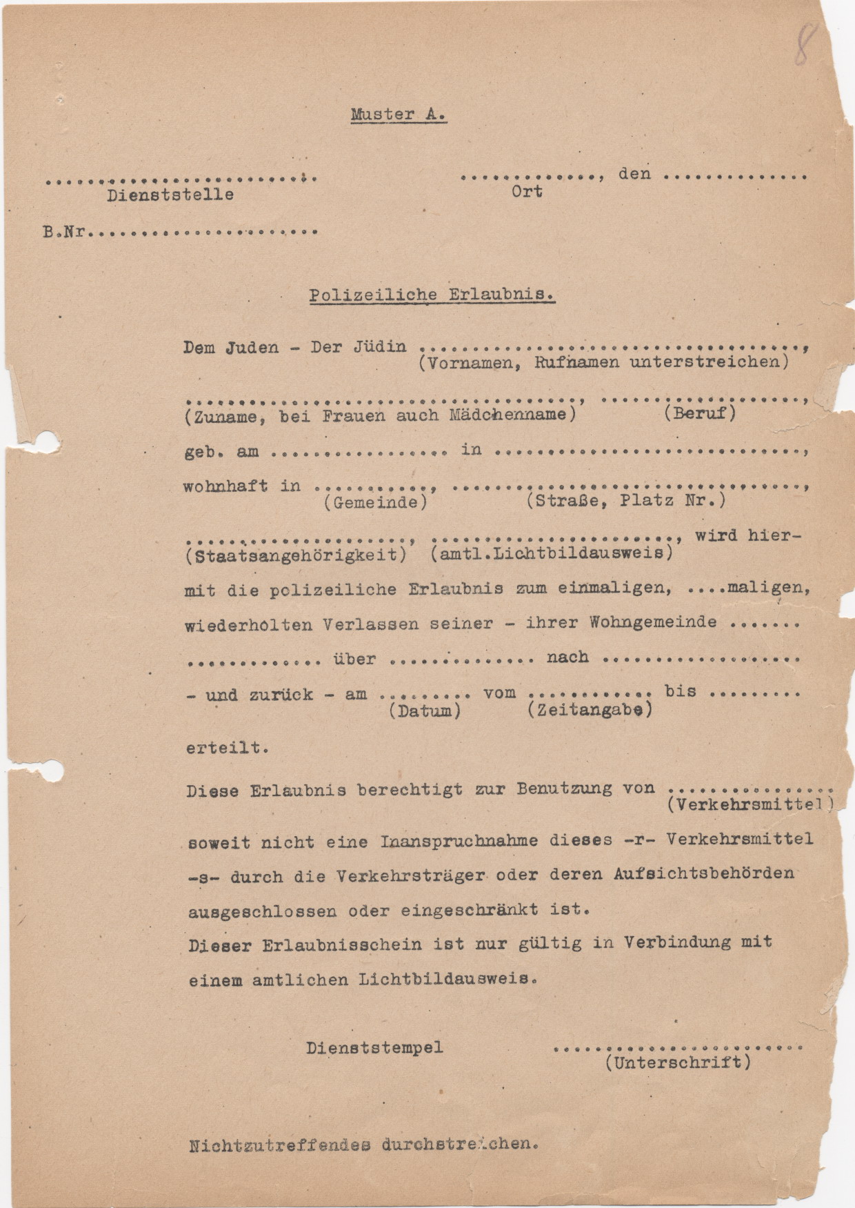 Schreiben des Reichsministers des Inneren, Heydrich, bezüglich der Kennzeichnungspflicht für Juden, Berlin 15.09.1941