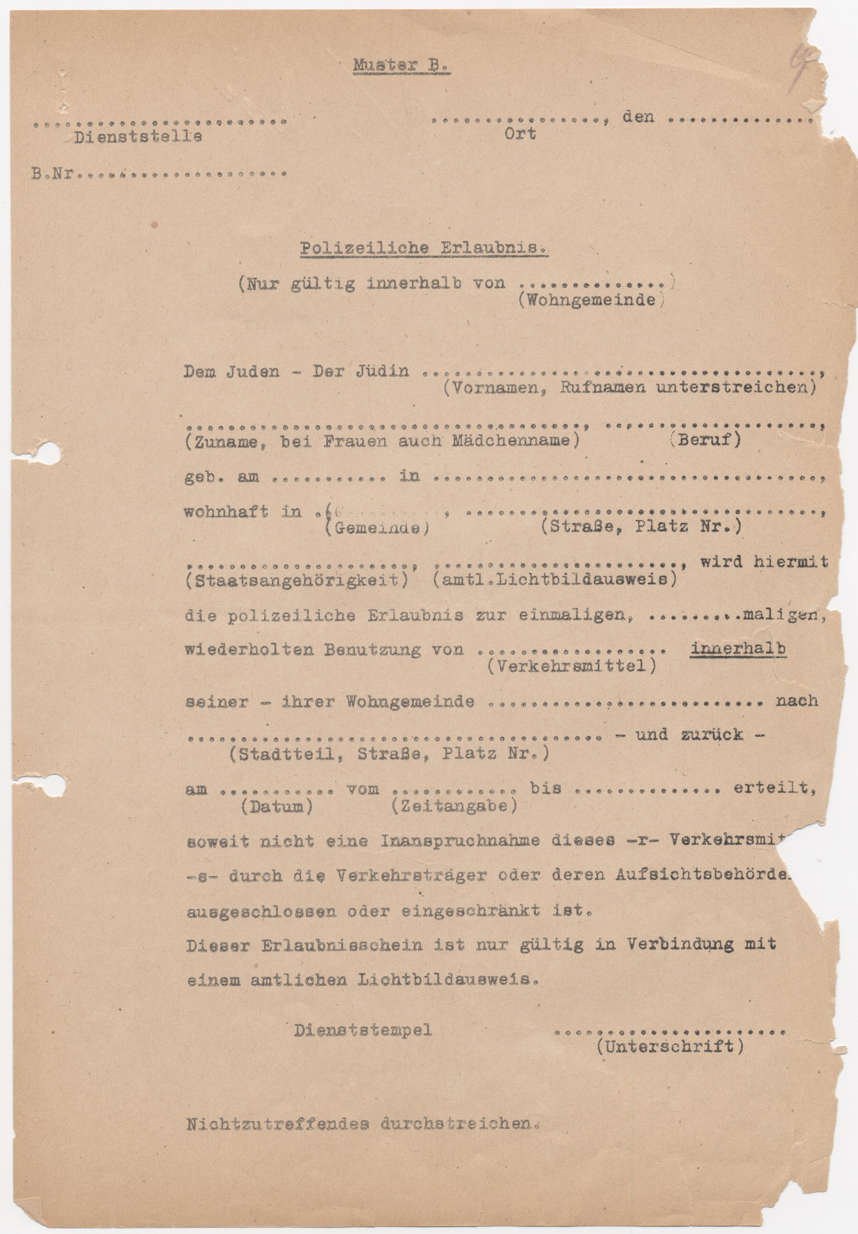 Schreiben des Reichsministers des Inneren, Heydrich, bezüglich der Kennzeichnungspflicht für Juden, Berlin 15.09.1941