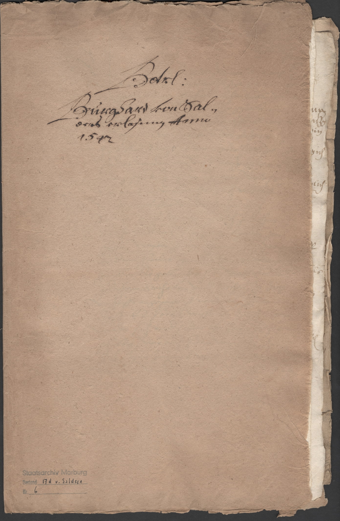 Konflikt des [Amtmanns zu Greene] Burkhard v. Saldern mit Landgraf Philipp wegen seiner Verbindungen zu Herzog Heinrich v. Braunschweig-Wolfenbüttel, 1542