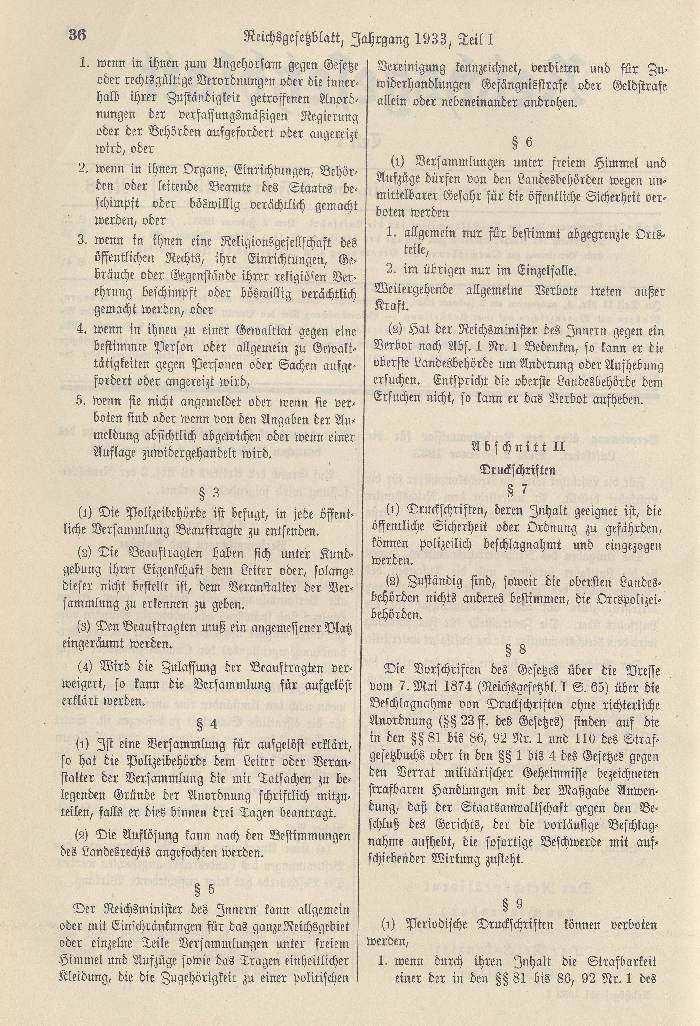 Verordnung des Reichspräsidenten zum Schutze des deutschen Volkes
