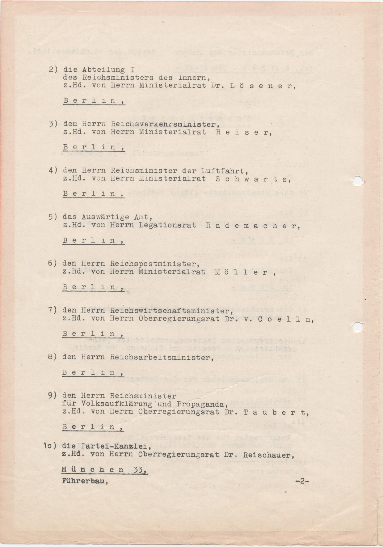 Schreiben des Reichsministers des Inneren, betreffend der Nutzung von Verkehrsmitteln der Reichspost durch Juden, Berlin 16.10.1941