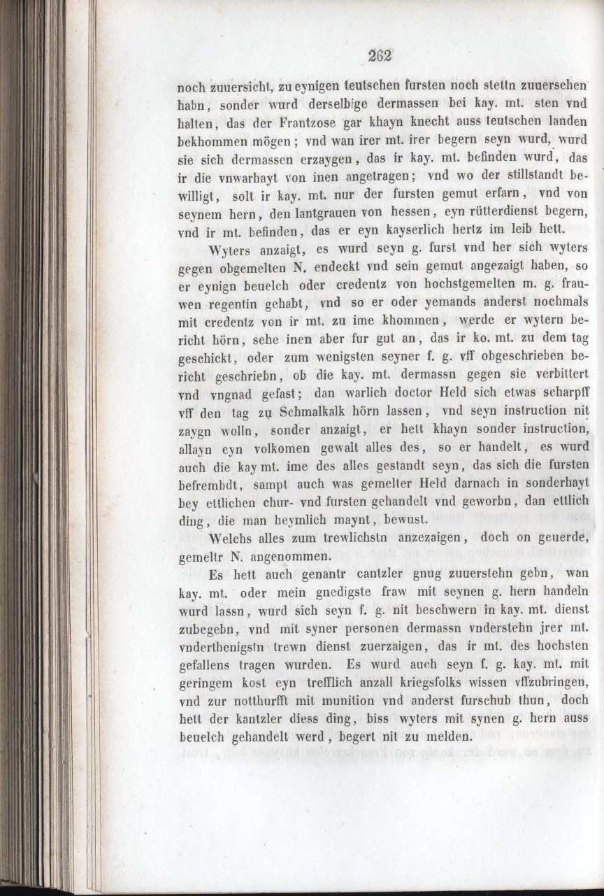 Bericht des Vicekanzlers Naves an die Königin Maria über eine Verhandlung mit dem Landgrafen von Hessen, Tag vor Pfingsten 1538