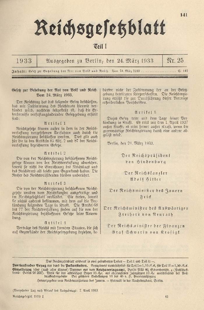 Gesetz zur Behebung der Not von Volk und Reich