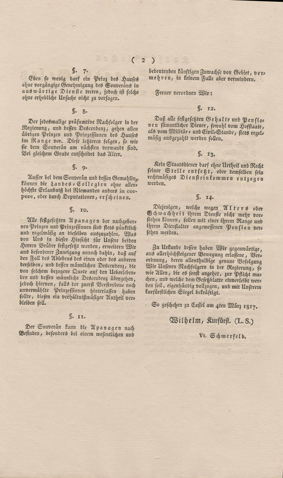 Kurhessisches Haus- und Staats- Gesetz, vom 4. März 1817.