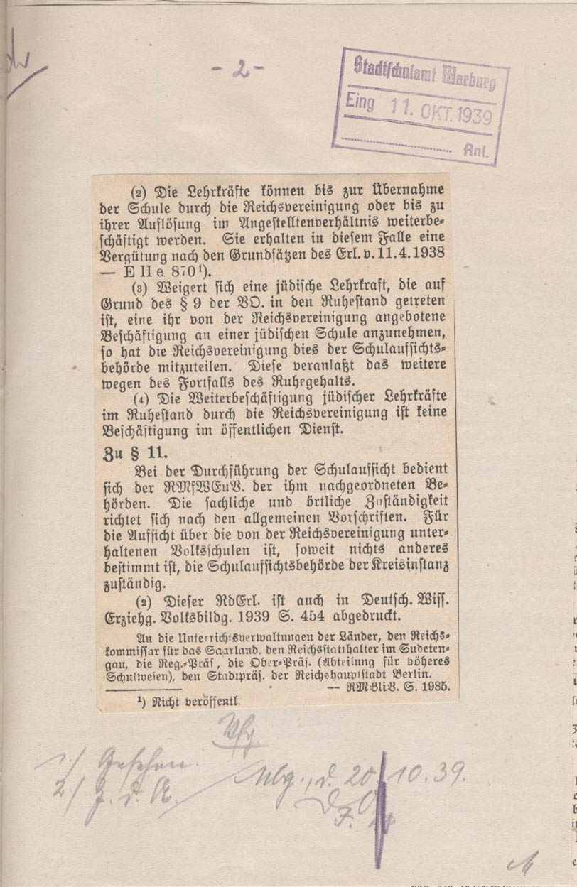 Ausführungen und Anwendungen zu Art. II der 10. VO zum Reichsbürgergesetz vom 4.7.1939