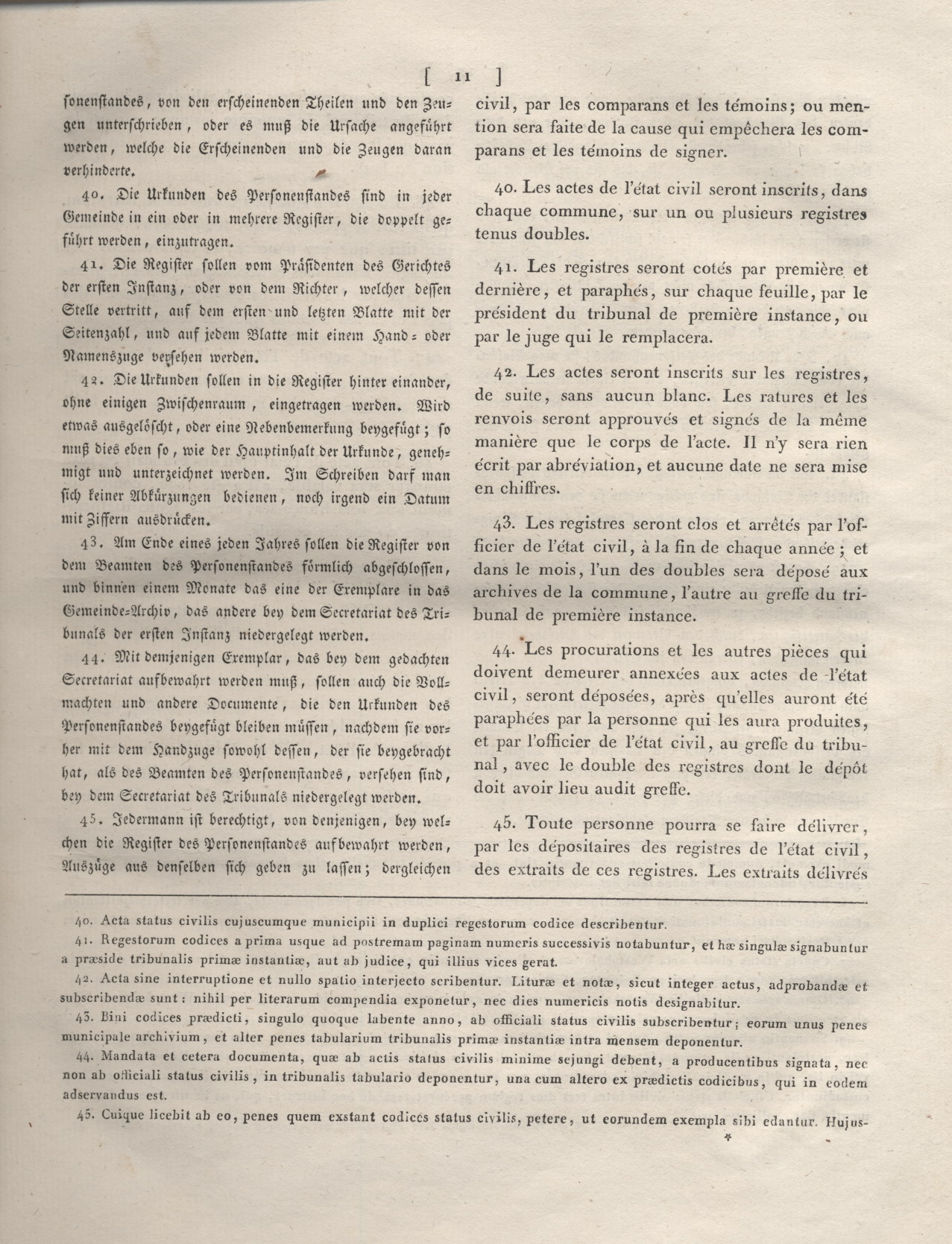 2. Auszug aus dem  Code Napoléon: Erstes Buch.  Von den Personen. Zweyter Titel. Von den Urkunden des Personenstandes. Erstes Kapitel. Allgemeine Verfügungen.