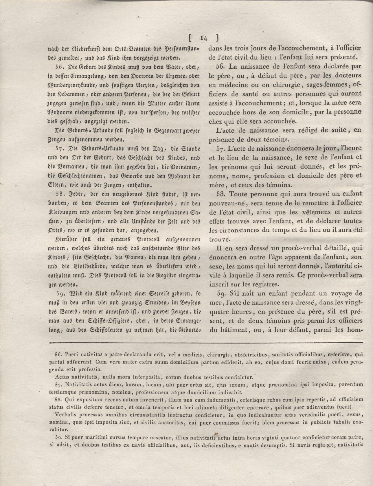 3. Auszug aus dem Code Napoléon: Erstes Buch. Von den Personen. Zweyter Titel. Von den Urkunden des Personenstandes. Zweytes Kapitel. Von den Geburts-Urkunden.