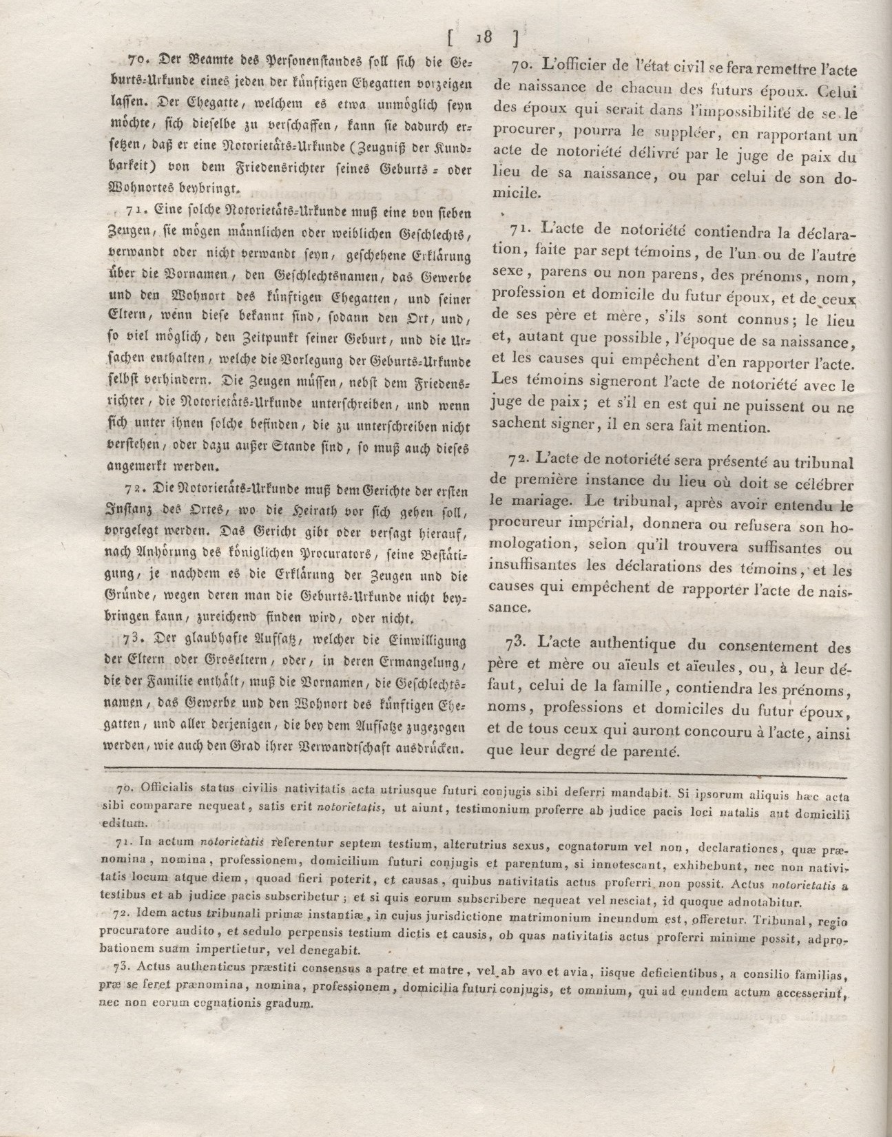4. Auszug aus dem Code Napoléon: Erstes Buch. Von den Personen. Zweyter Titel. Von den Urkunden des Personenstandes. Drittes Kapitel. Von den Heiraths-Urkunden.