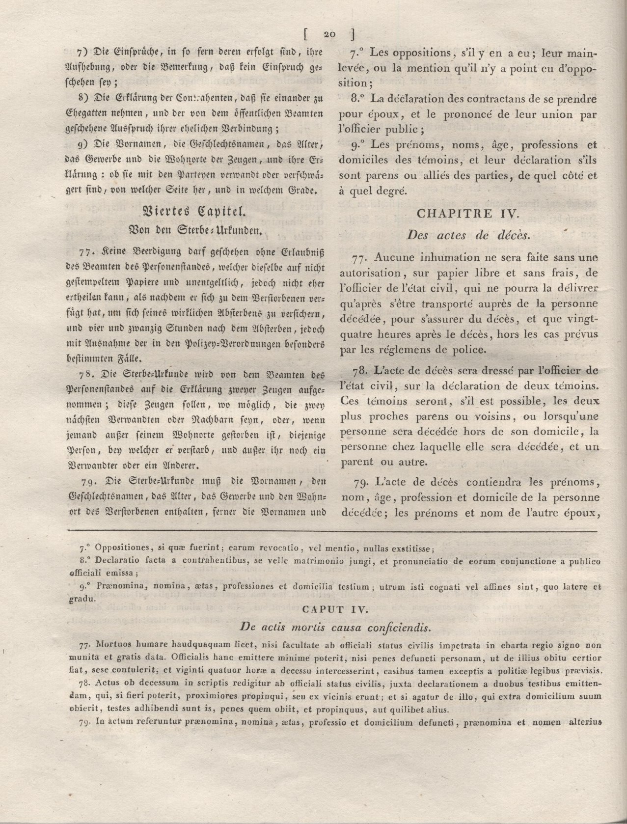 5. Auszug aus dem Code Napoléon: Erstes Buch. Von den Personen. Zweyter Titel. Von den Urkunden des Personenstandes. Viertes Kapitel. Von den Sterbe-Urkunden.
