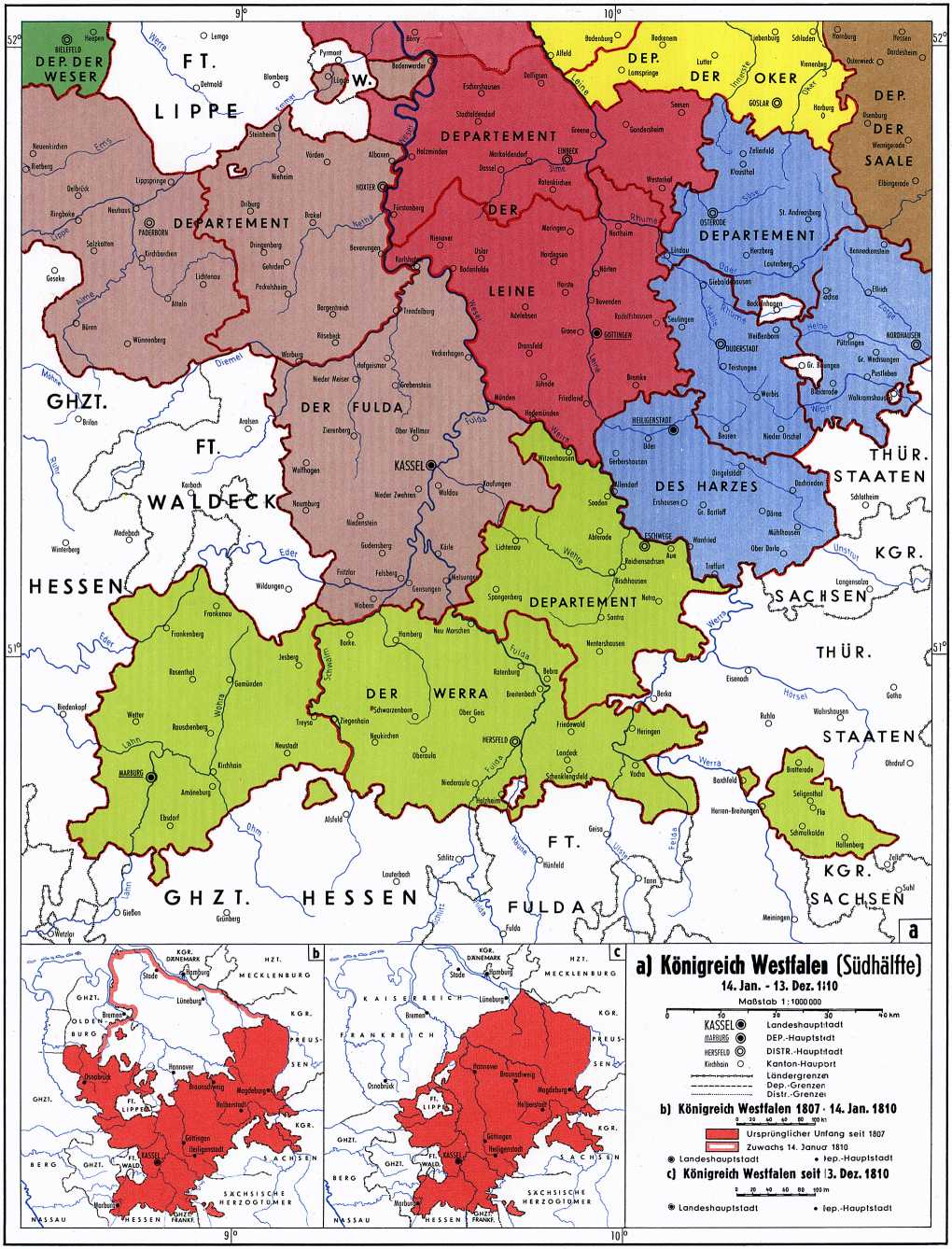 Überblickskarte des königreichs Westphalen