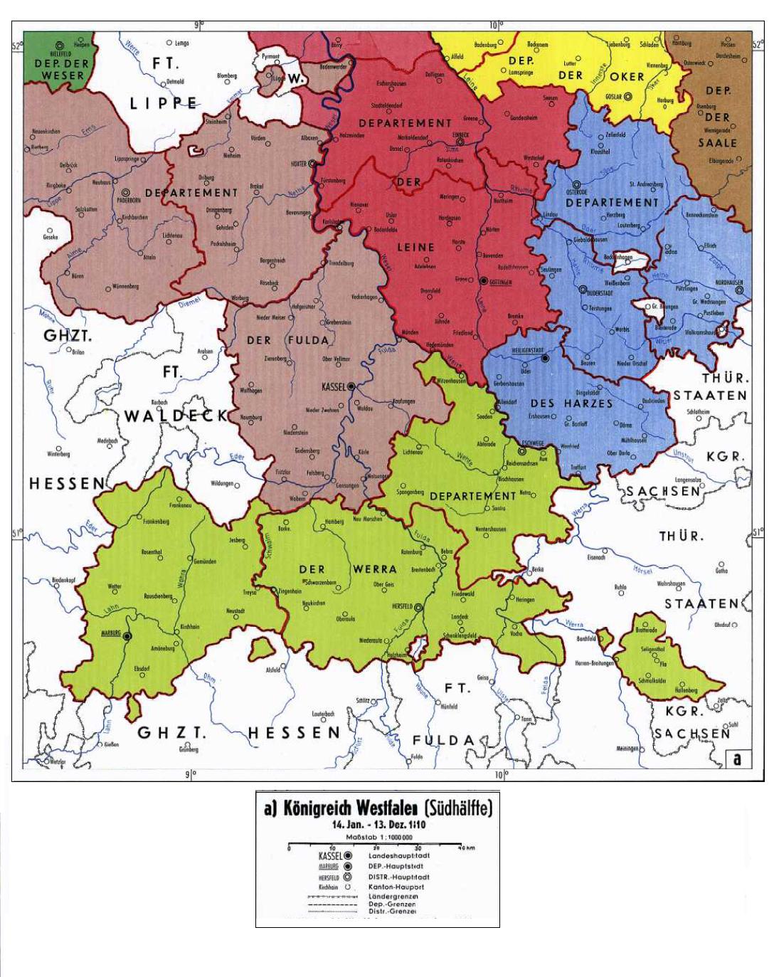 Überblickskarte des königreichs Westphalen