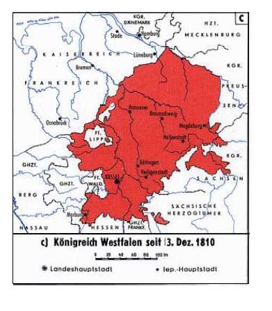 Überblickskarte des königreichs Westphalen