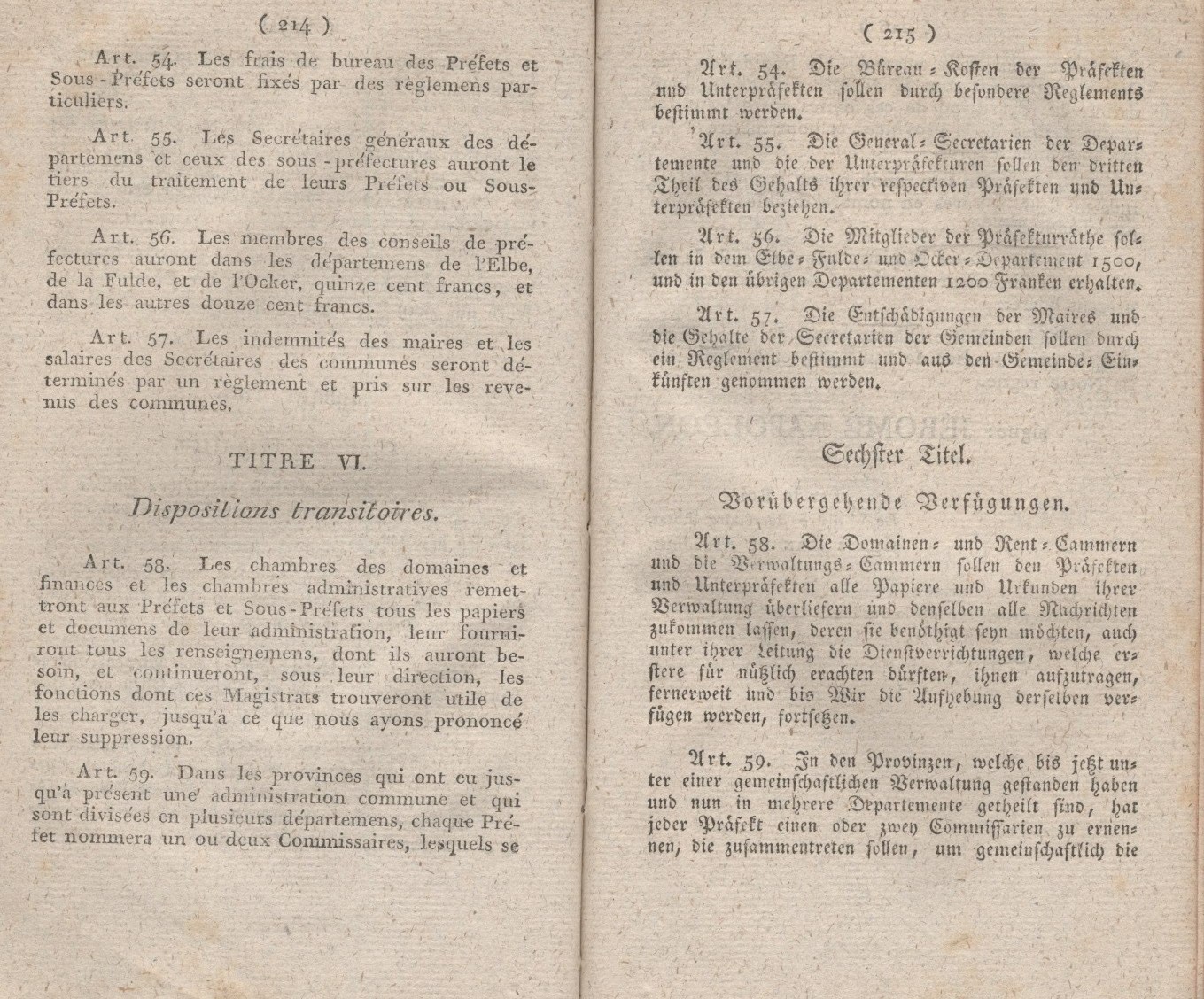 Königliches Dekret vom 11. Januar 1808, die Verwaltungs-Ordnung enthaltend.