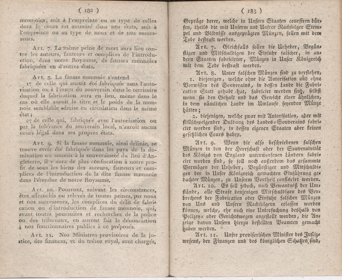 Königliches Dekret vom 11. Januar 1808, wodurch der Werth der im Königreiche Westphalen coursierenden Münzen bestimmt, und die Strafen wegen des Nachmachens dieser Münzen festgesetzt werden.