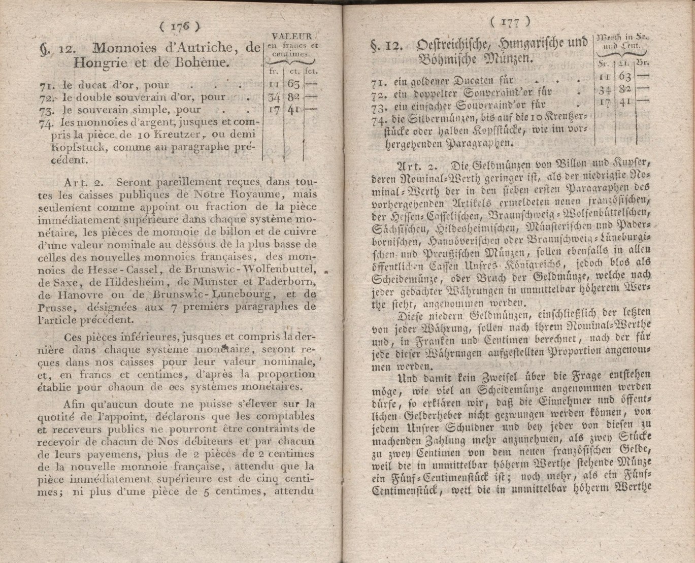 Königliches Dekret vom 11. Januar 1808, wodurch der Werth der im Königreiche Westphalen coursierenden Münzen bestimmt, und die Strafen wegen des Nachmachens dieser Münzen festgesetzt werden.