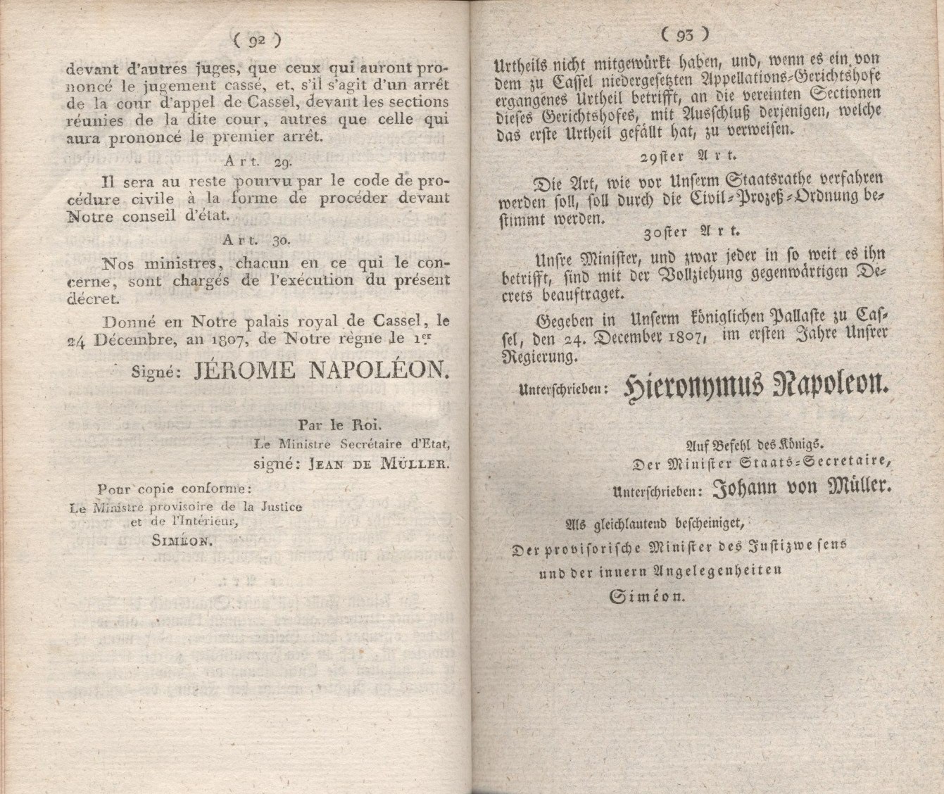Königliches Dekret vom 24. Dezember 1807, welches das Reglement für den Staatsrath enthält.