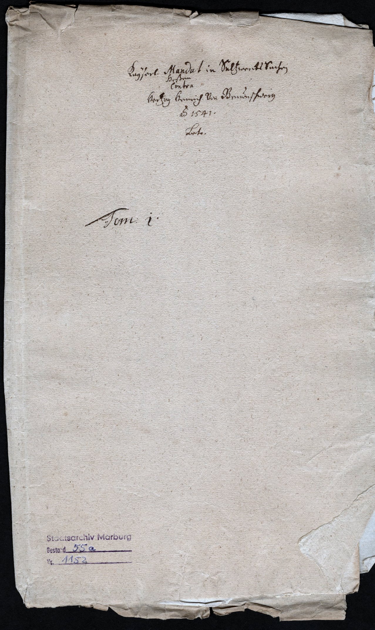 Schreiben des Markgrafen Joachim zu Brandenburg über die vom Kaiser an Landgraf Philipp verliehene Kommission über die Zeugenvernehmung gegen Herzog Heinrich von Braunschweig und das Mandat in Salzwerkssachen, 1541