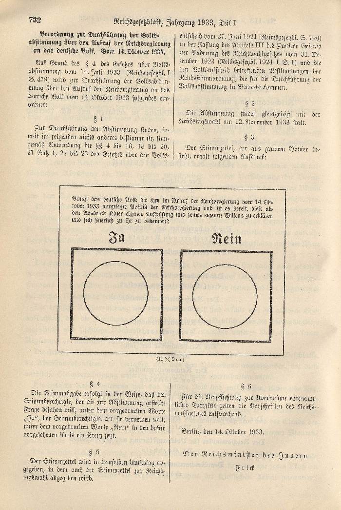 Verordnung des Reichspräsidenten über die Auflösung bzw. die Neuwahl des Reichstages
