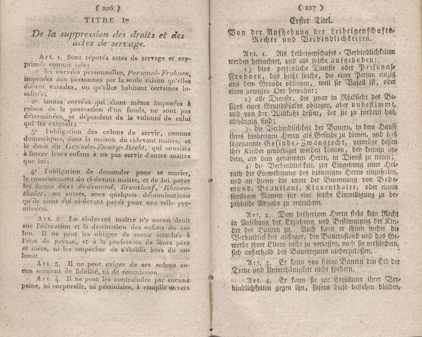 Königliches Dekret vom 23. Januar 1808, welches eine Erläuterung des 13. Artikels der Constitution enthält, der die Leibeigenschaft aufhebt
