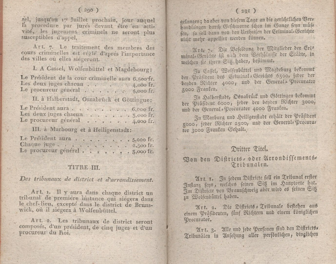 Königliches Dekret vom 27. Januar 1808, welches die Verfassung der Gerichtshöfe enthält.