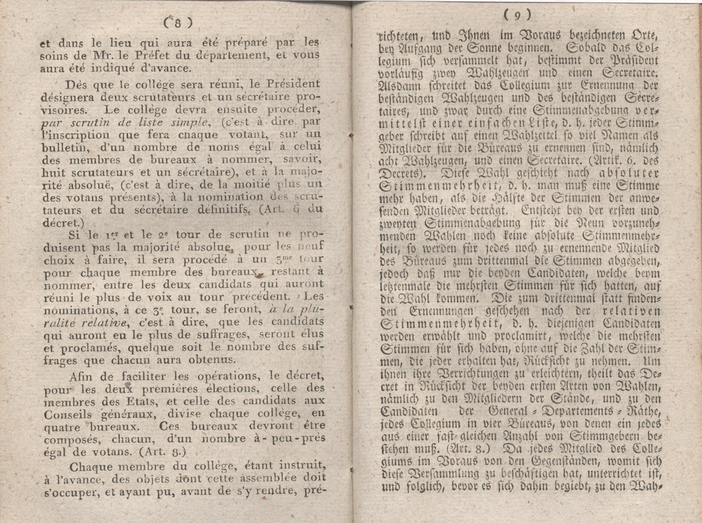 Instruction für die Herren Präsidenten der Wahl-Collegien über die Verrichtung dieser Collegien und die Art und Weise, wie sie gehalten werden sollen.