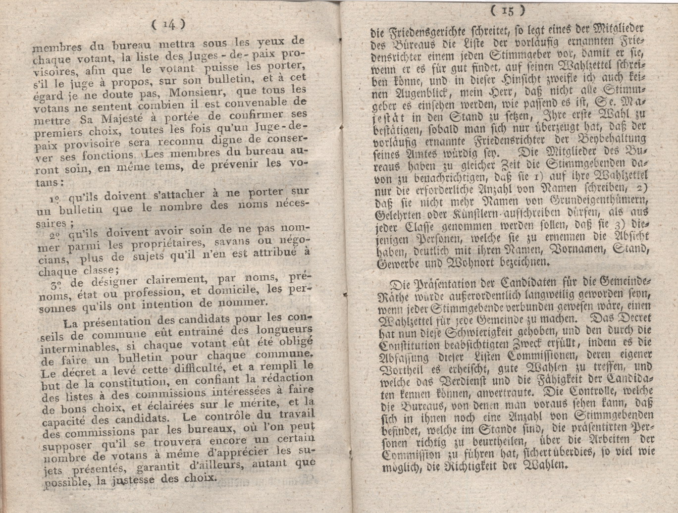 Instruction für die Herren Präsidenten der Wahl-Collegien über die Verrichtung dieser Collegien und die Art und Weise, wie sie gehalten werden sollen.