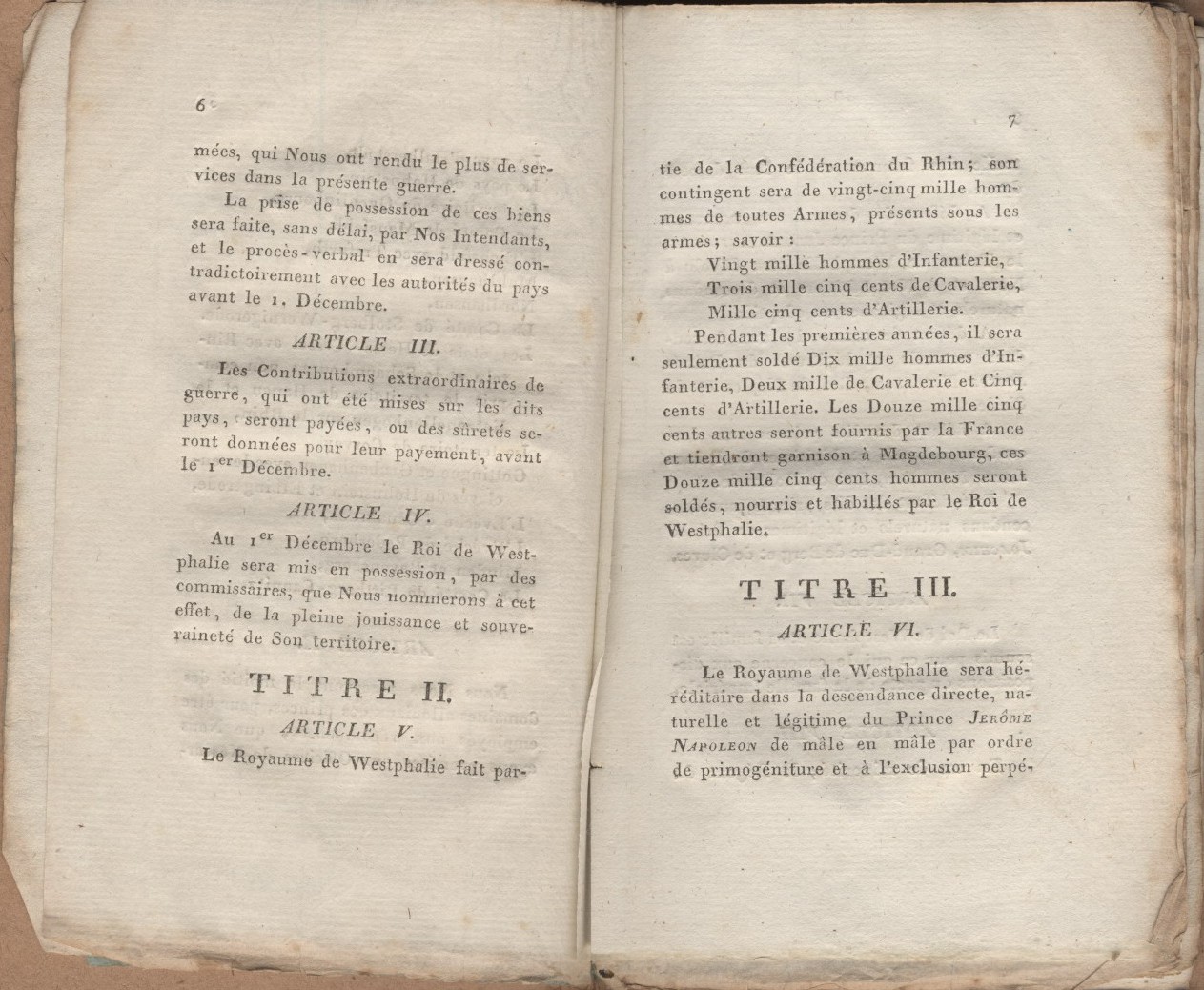 Auszüge aus der  Staatsverfassung des Königreichs Westphalen, zweisprachige Taschenausgabe von 1807.