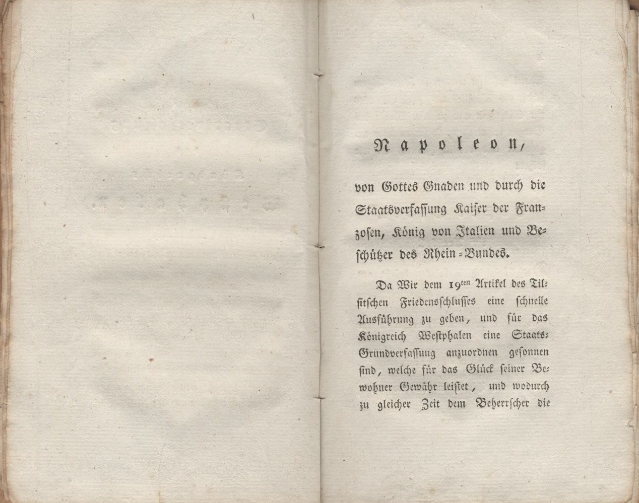 Auszüge aus der  Staatsverfassung des Königreichs Westphalen, zweisprachige Taschenausgabe von 1807.