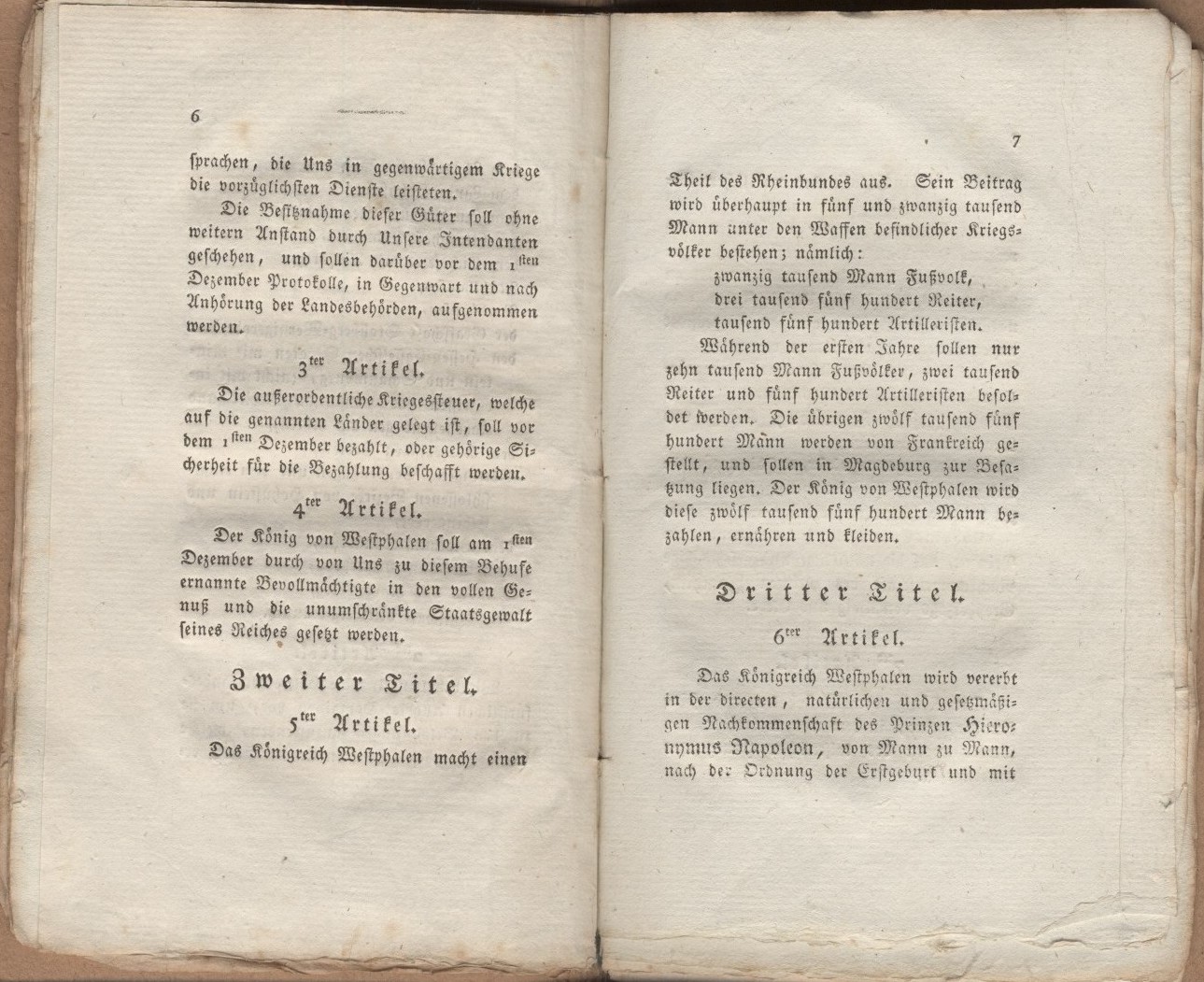 Auszüge aus der  Staatsverfassung des Königreichs Westphalen, zweisprachige Taschenausgabe von 1807.