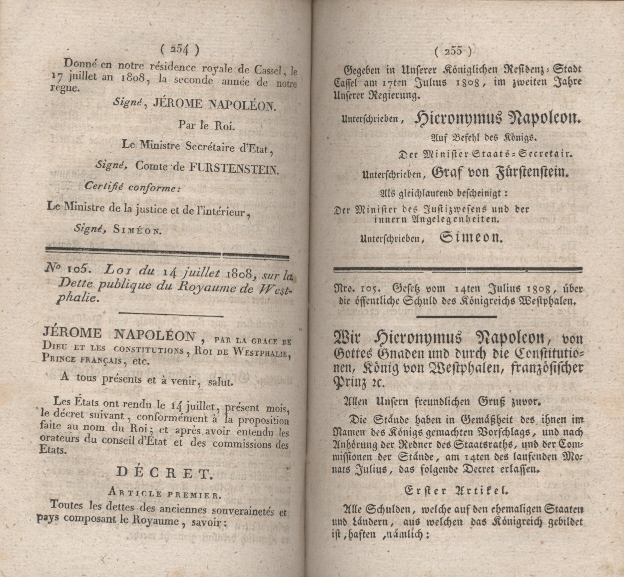 Gesetz vom 17. Juli 1808, im Betreff einer Anleihe von 20.000.000 Francs