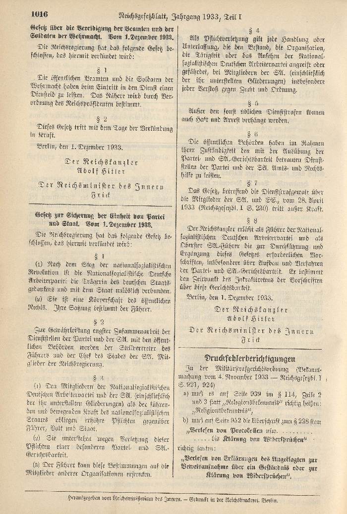 Gesetz zur Sicherung der Einheit von Partei und Staat